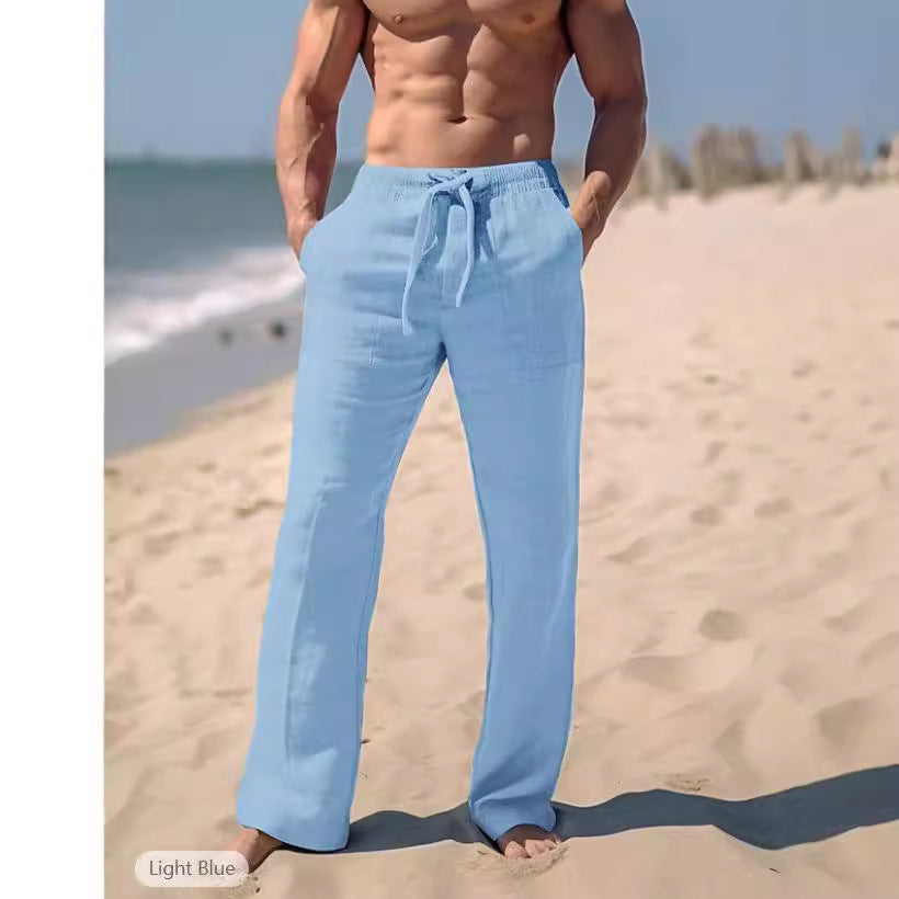 Leichte Leinenhose Sommer Herren Bequem Verstellbar