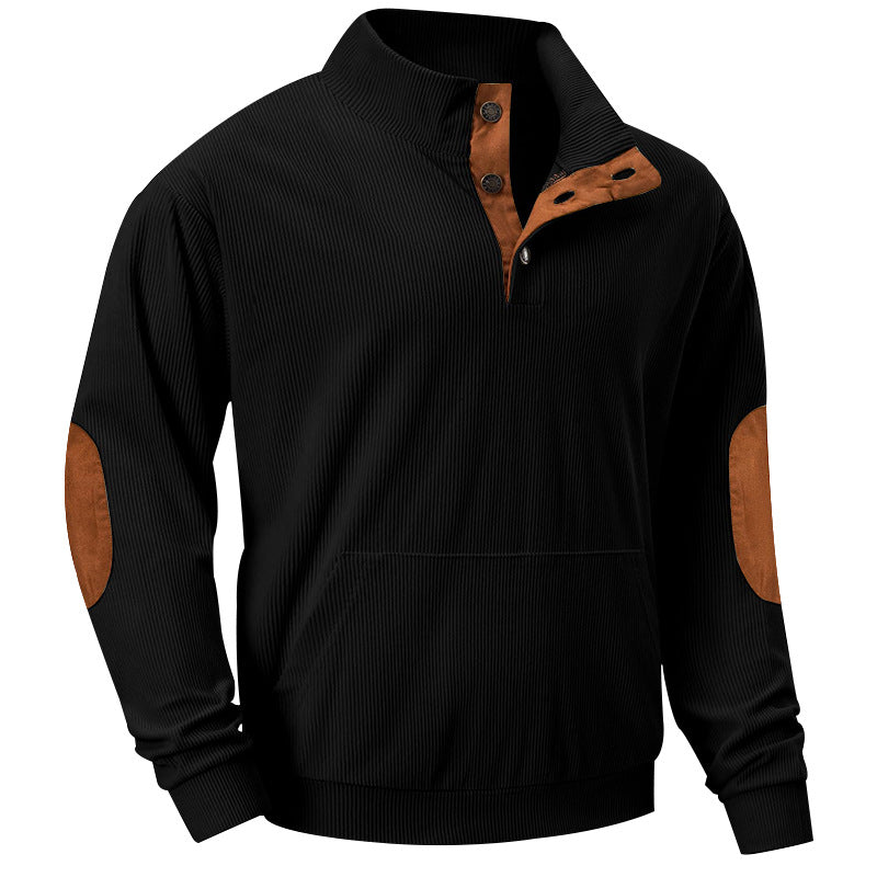Herren Sweatshirt Stehkragen Knopfverschluss Modern Sportlich