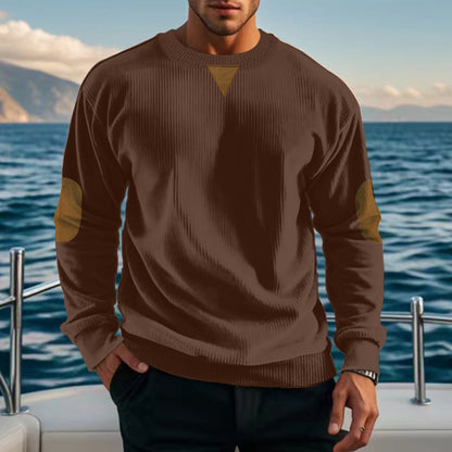 Herren Strickpullover Leder Details Modern