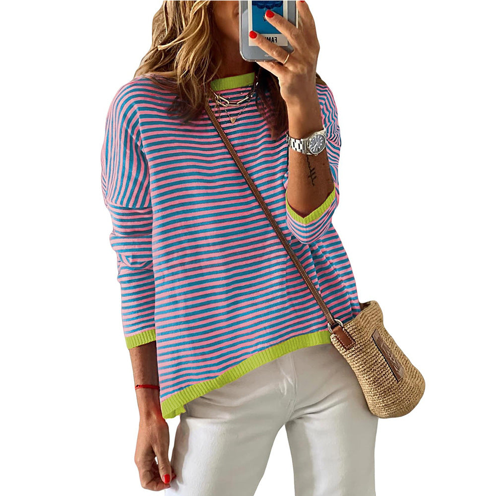 Damen Pullover Lässig Gestreift Modern