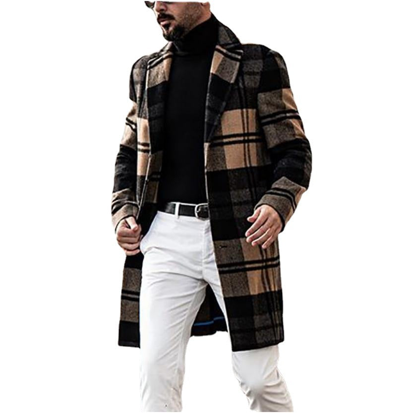 Herren Mantel Eleganter Karo Schnitt Klassisch Doppelter Knopf