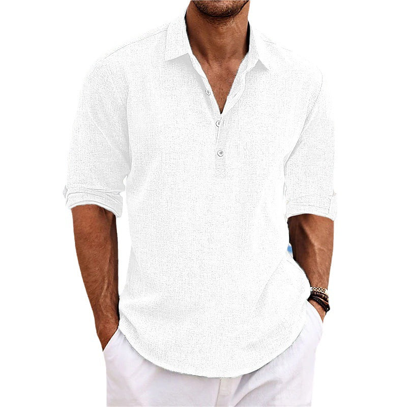 Leinen Hemd Herren Langarm Leger Modern