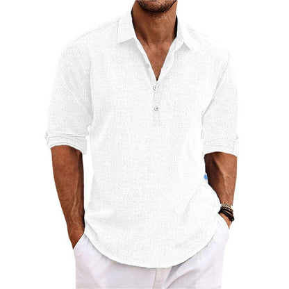 Leinen Hemd Herren Langarm Leger Modern