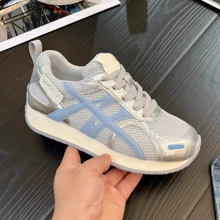 Damen Sneaker Sportlich Atmungsaktiv Metallic