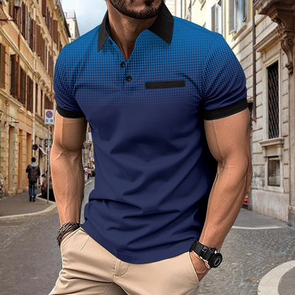 Herren Polo-Shirt Kurzarm Gradient Muster Trendig