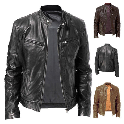 Lederjacke Herren Modern Biker Style Schwarz - BerlinGlamour