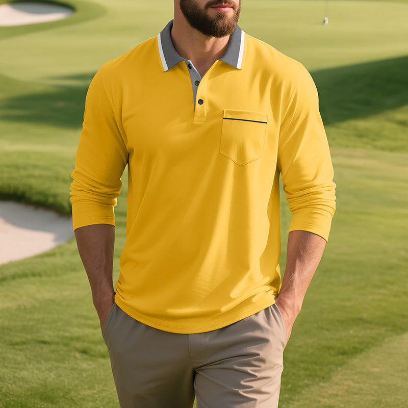 Herren Polo-Shirt Langarm Atmungsaktiv Modern