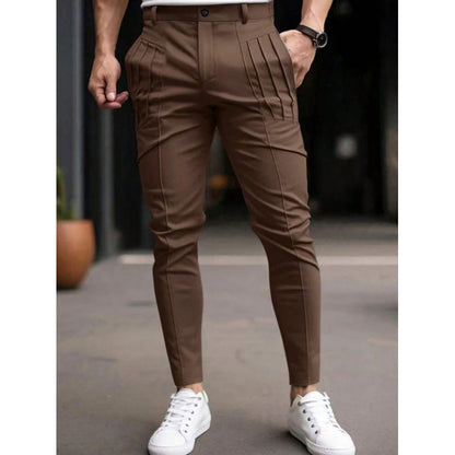 Herren Slim Fit Hose mit Bundfalten und Stretch