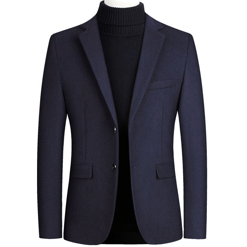 Herren Wollblazer Klassisch Elegant Schwarzer Anzug Blazers