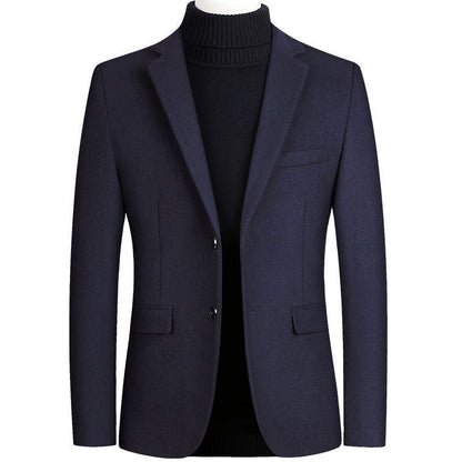 Herren Wollblazer Klassisch Elegant Schwarzer Anzug Blazers