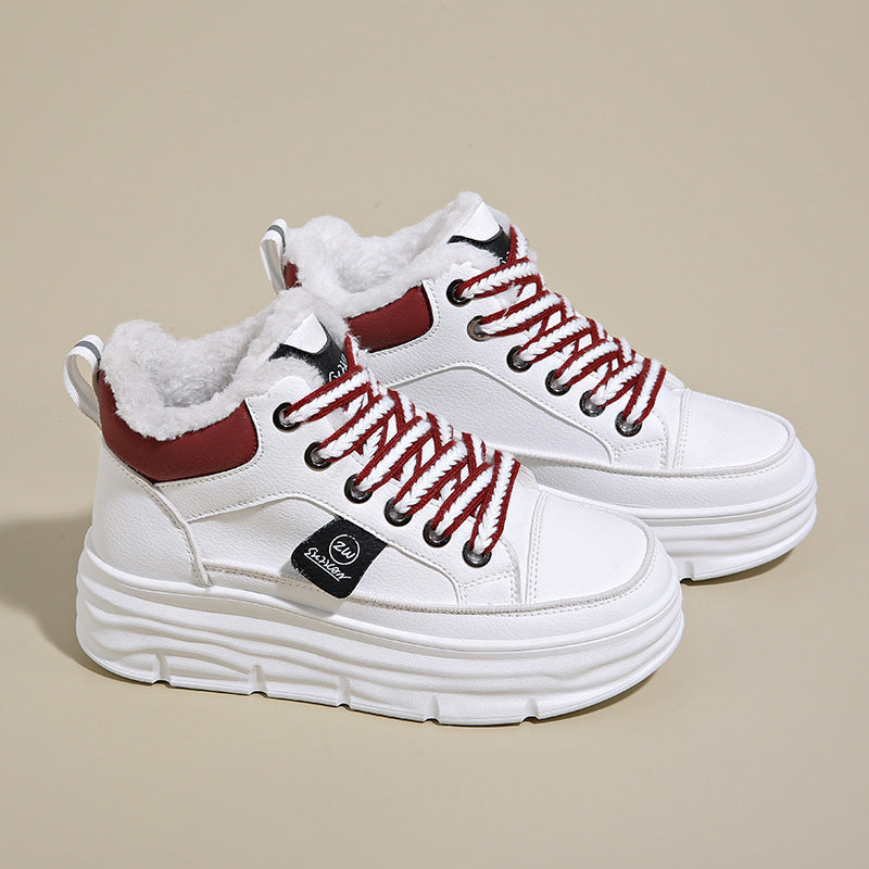 Damen Sneaker High Top Kuschelig Warm mit Profilsohle