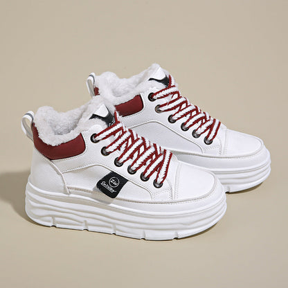 Damen Sneaker High Top Kuschelig Warm mit Profilsohle