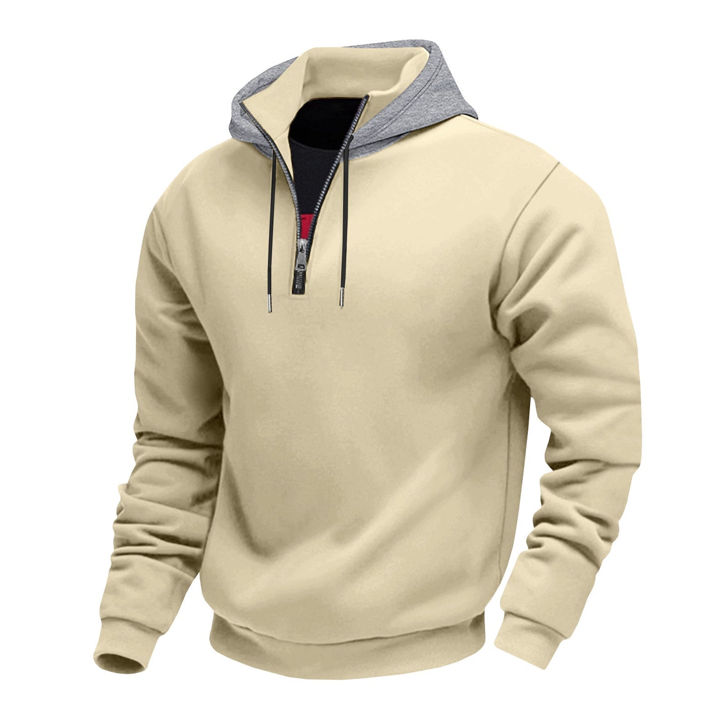 Männer Kapuzenpullover Mit Reißverschluss Kontrastfutter Modern