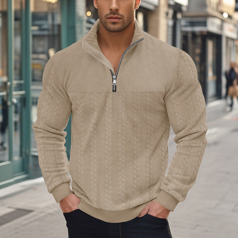 Herren Fleecepullover Strukturiert Hochkragen Modern - BerlinGlamour