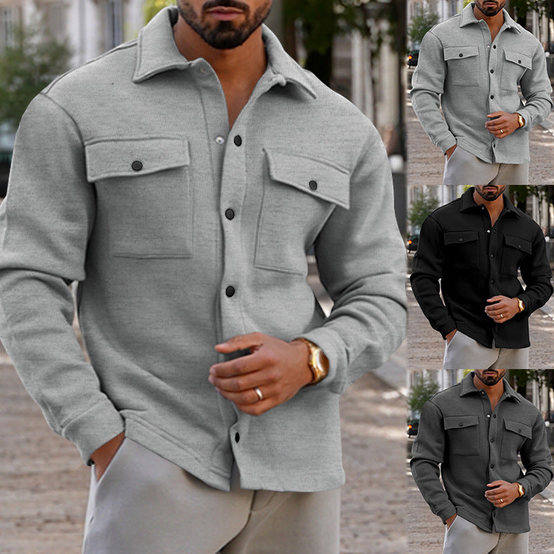 Herren Hemdjacke Lässig Strukturiert Mit Brusttaschen - BerlinGlamour