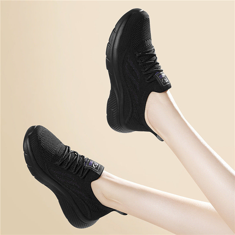 Damen Sneaker Sport Bequem Atmungsaktiv Schwarz
