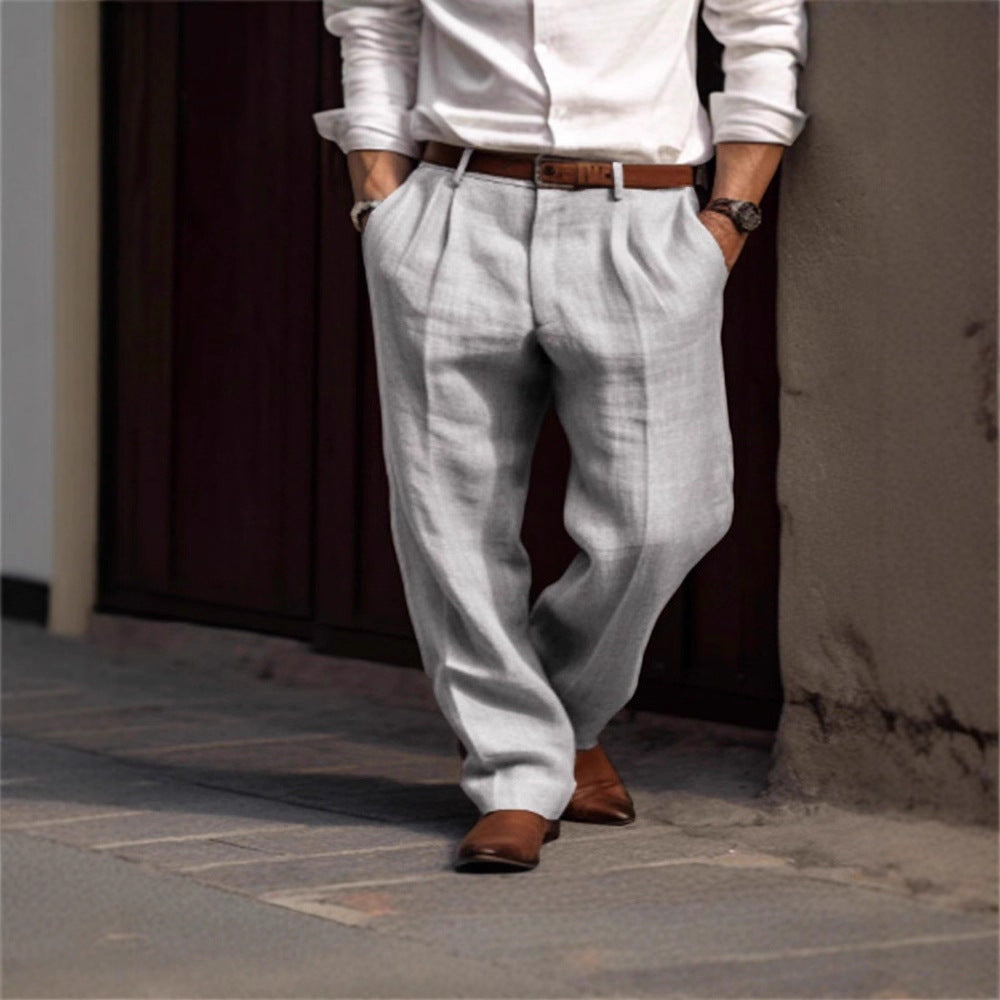 Herren Leinenhose Klassisch Elegant Bequem