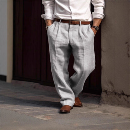 Herren Leinenhose Klassisch Elegant Bequem