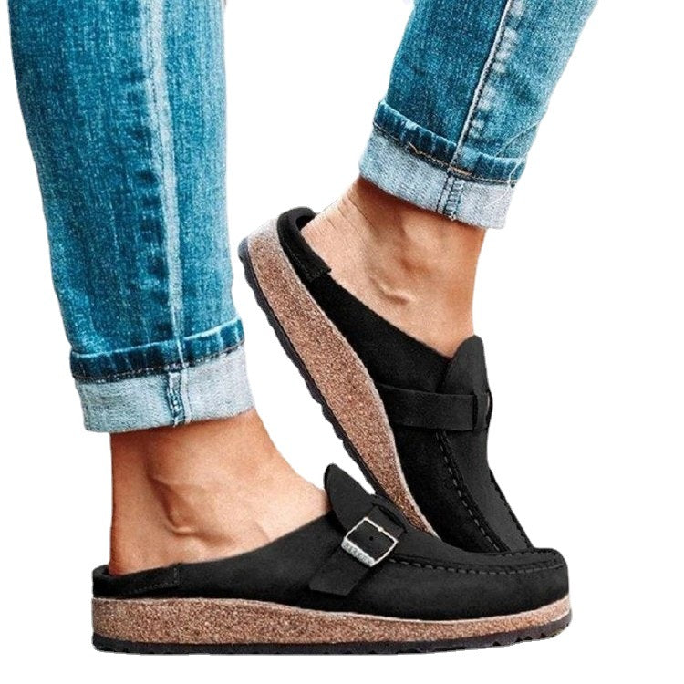 Damen Mokassinschuhe Bequem Modisch Riemen Clogs