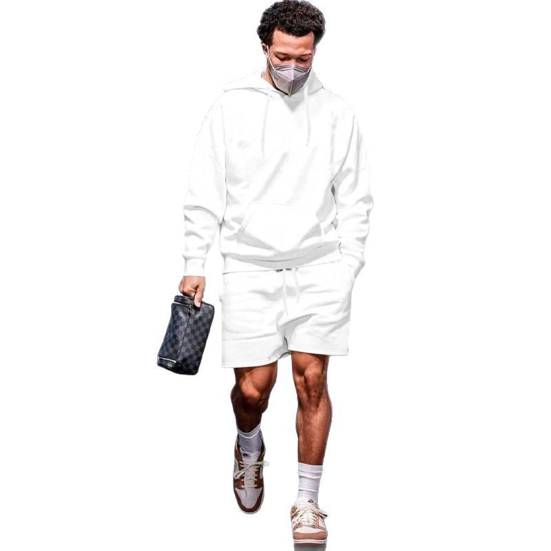 Herren Sportset Hoodie Shorts atmungsaktiv mit Taschen