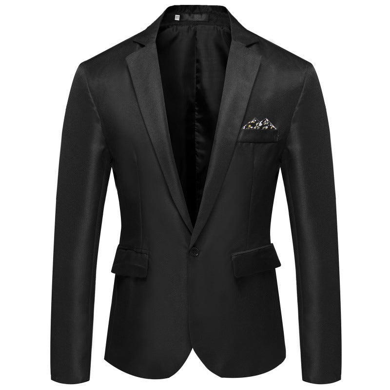 Herren Blazer Elegant Seide Optik Knopf Schließung Modern