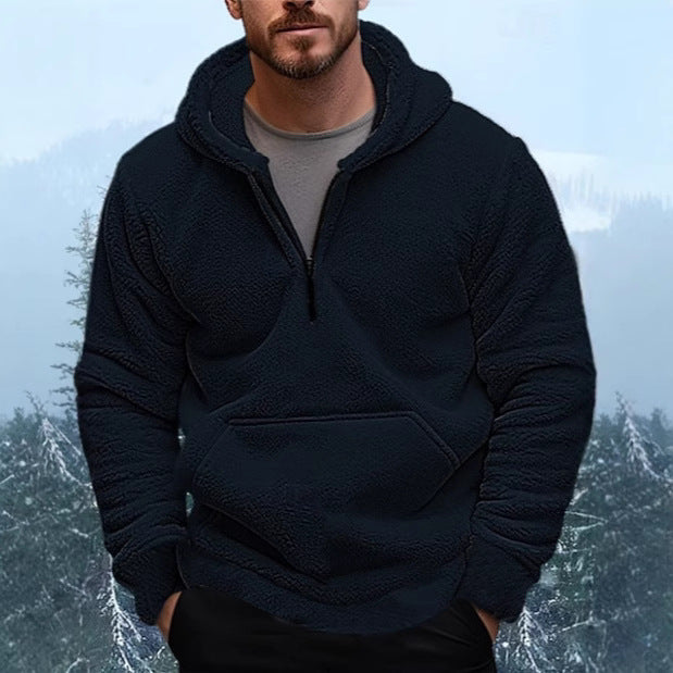 Herren Fleece Hoodie Warm mit Kängurutasche und Reißverschluss - BerlinGlamour