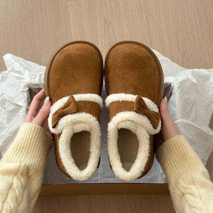 Damen Clogs Flauschig Bequem mit Schleife