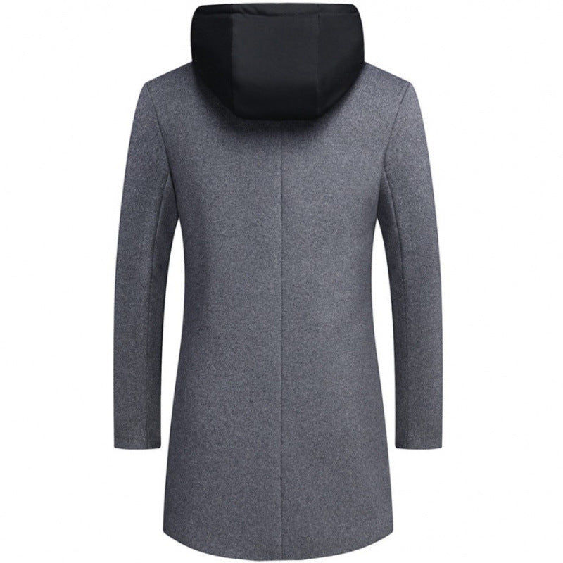 Herren Manteljacke Modern mit Abnehmbarer Kapuze Gesteppt
