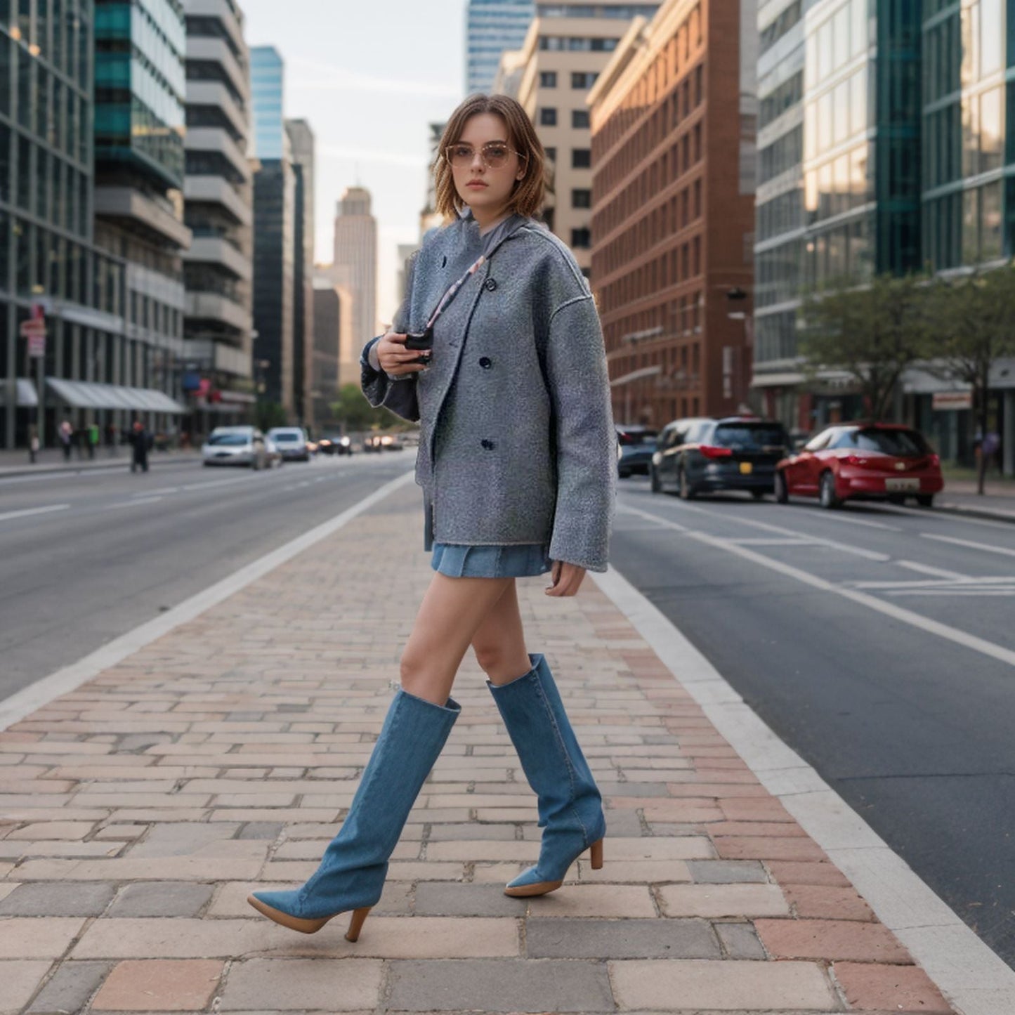 Damen Kurzjacke Modern Strukturiert Rundsaum