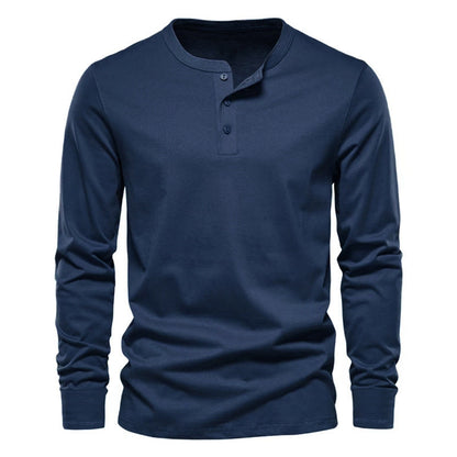 Herren Langarmshirt Modern Weich Bequem Knopfleiste