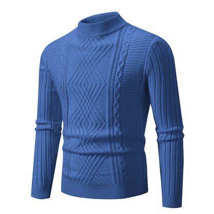 Herren Strickpullover Modern Zopfmuster Eleganter Kragen