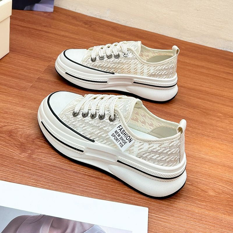 Damen Sneaker Plattform Bequem Textil Oberfläche
