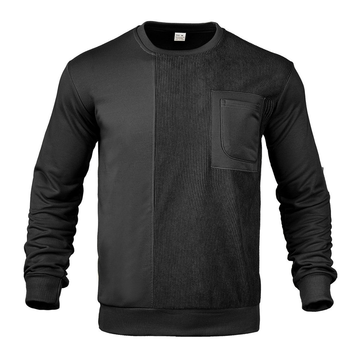 Herren Sweatshirt Crewneck Strukturiert mit Brusttasche Modern