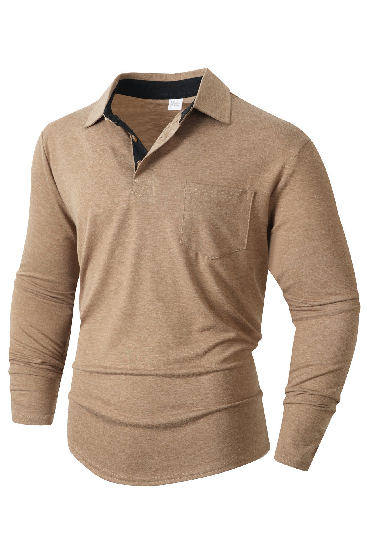 Herren Langarm Polo mit Kragen Design und Brusttasche Modern