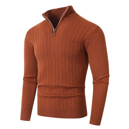 Strickpullover Herren mit Reißverschluss und Struktur Optik