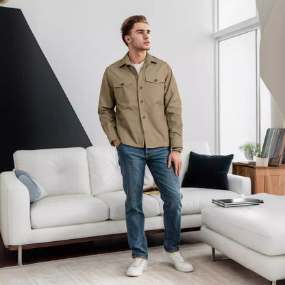 Herren Utility-Jacke Lässig Modern Mit Klappentaschen