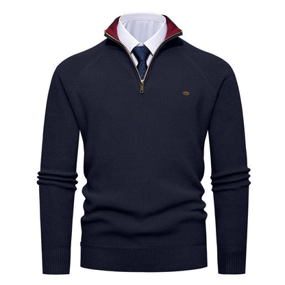 Herren Pullover Strick Modern Stehkragen Reißverschluss