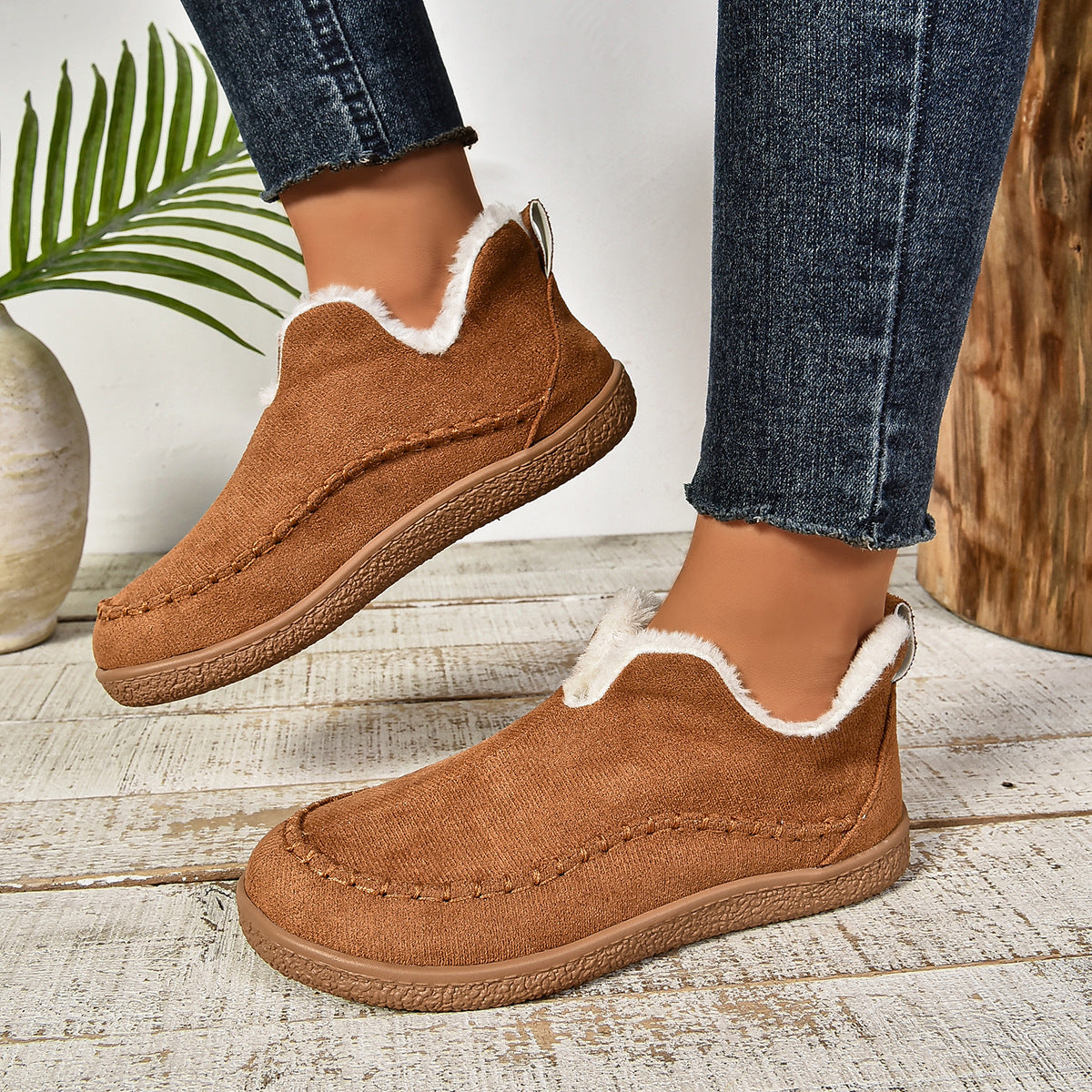 Damen Slipper Warm Fleece Rutschfest Winter