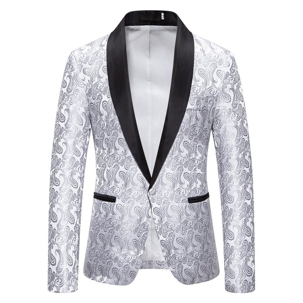 Herren Smoking Blazer Elegant mit Paisley Muster Schwarz - BerlinGlamour