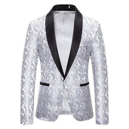 Herren Smoking Blazer Elegant mit Paisley Muster Schwarz - BerlinGlamour