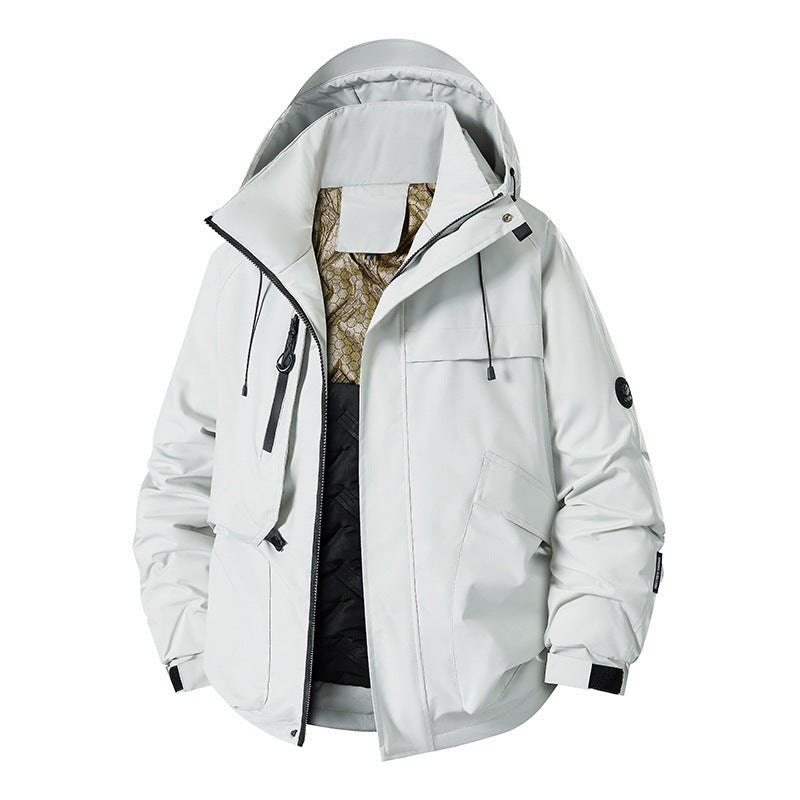 Herren Wetterjacke Multifunktionsjacke mit Fleece und verstellbarer Kapuze
