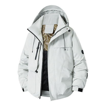 Herren Wetterjacke Multifunktionsjacke mit Fleece und verstellbarer Kapuze