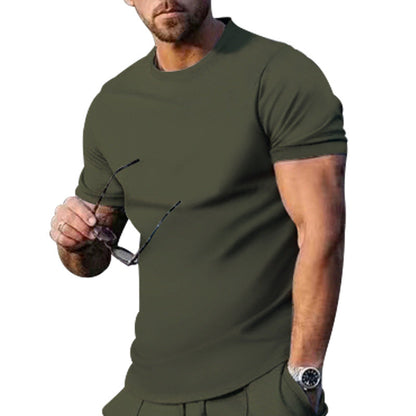 Herren T-Shirt Rundhals atmungsaktiv Baumwolle Weich