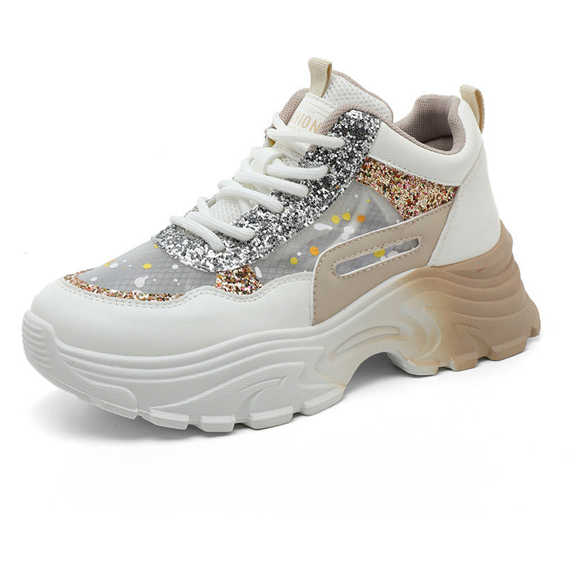 Damen Sneaker Sportlich Bequem Schimmernde Akzente