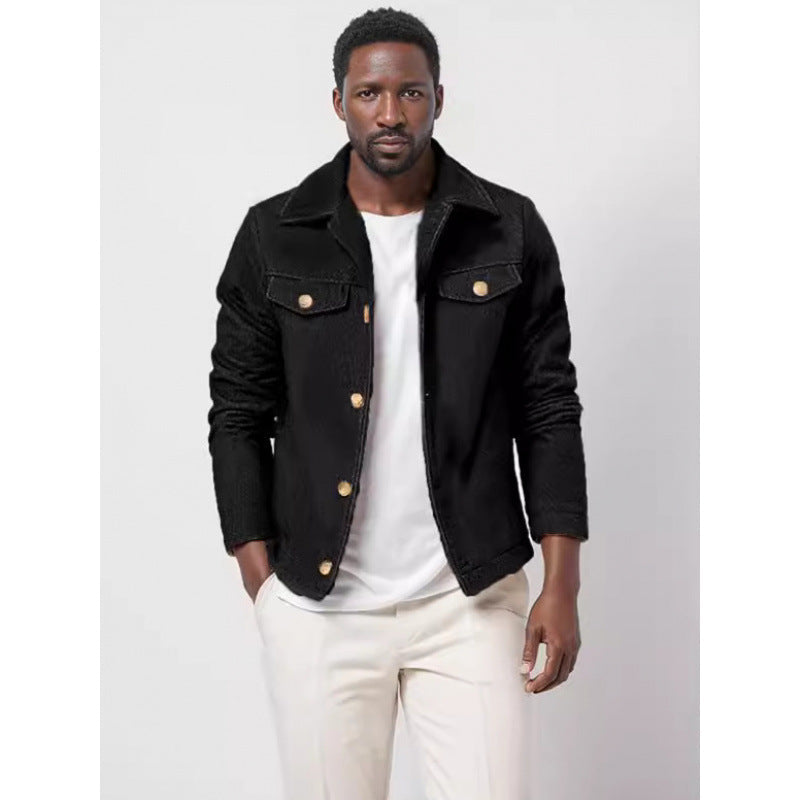 Herren Jeansjacke Modisch Goldene Knöpfe Trendy