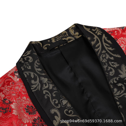 Eleganter Herren Blazer Samt Floral Muster Modern