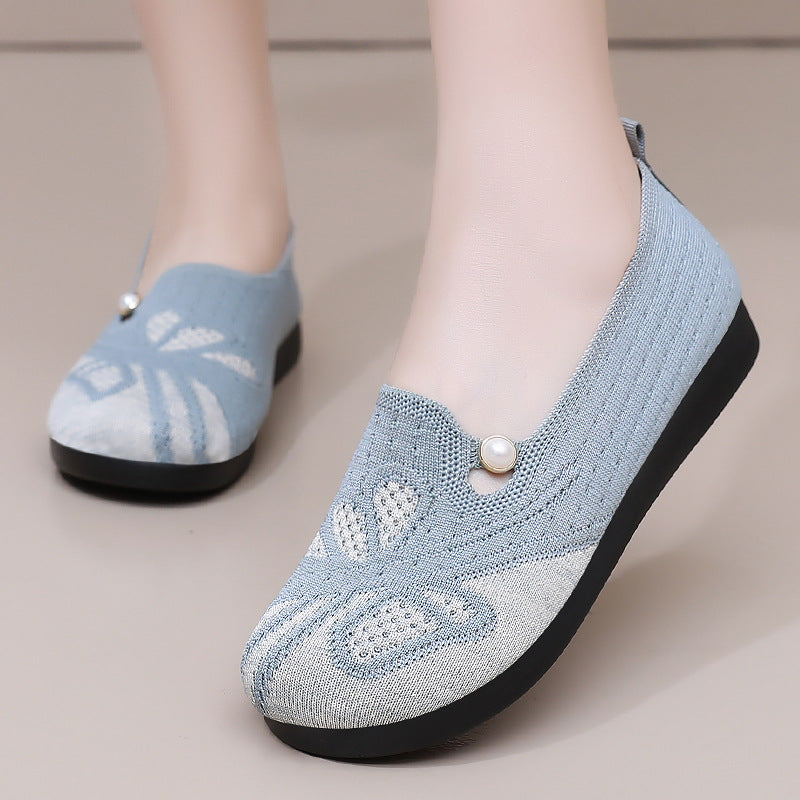 Damen Ballerinas Elegant mit Blumenmuster Komfort