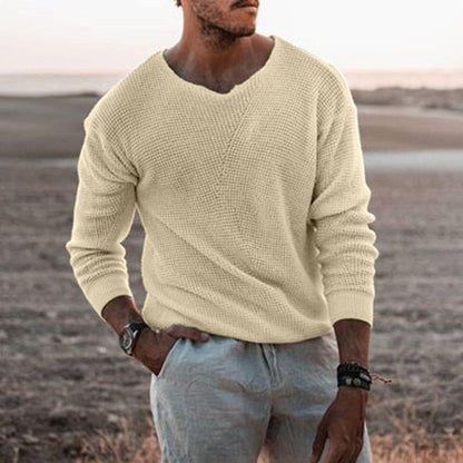 Herren Strickpullover V-Ausschnitt Struktur Optik Modern