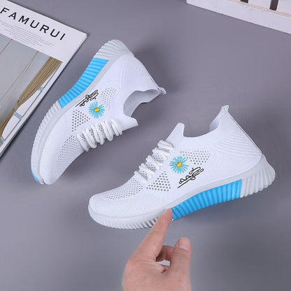 Damen Sneaker Blumenmuster Elastisch Trendy - BerlinGlamour