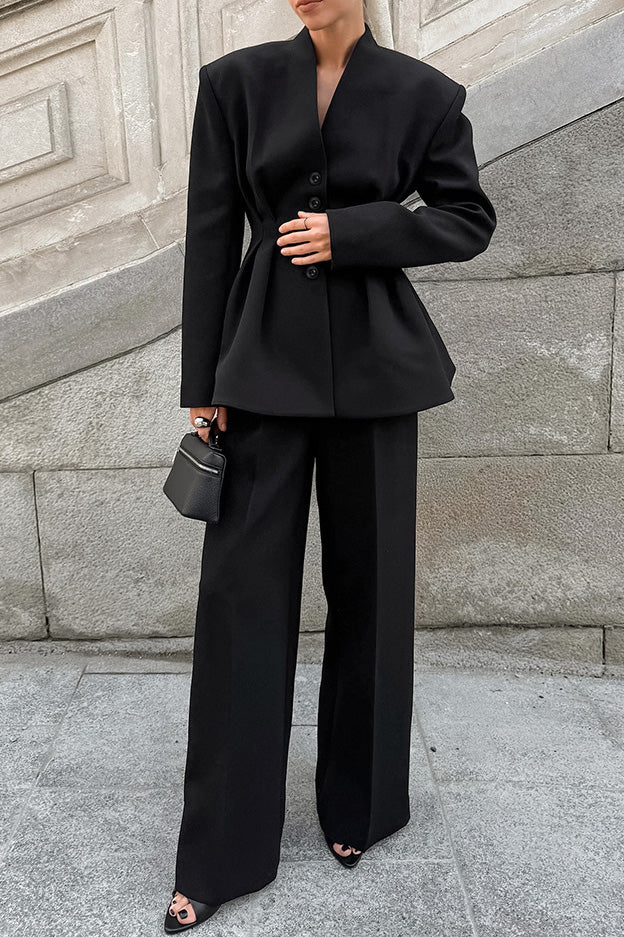 Taillierter Anzug Damen Zweiteiler Elegant Schwarz